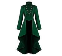 Verde,XL,Giacca Steampunk Medievale da Donna, Soprabito Vintage con Orlo Irregolare Rinascimentale, Tuxedo Lungo Uniforme Cosplay di Halloween