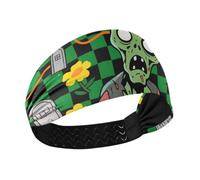 Verde Zombie Halloween Check no slip stretch fasce per le donne Testa elastica per le donne per il basket Sport atletici Uso quotidiano lavaggio viso