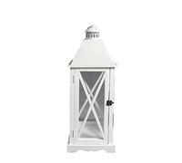 VERDELOOK | Arles, Lanterna da Giardino in Legno con Pareti in Vetro, 24x24 h65 cm, Bianco, Lanterna Decorativa