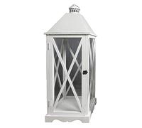VERDELOOK | Arles, Lanterna da Giardino in Legno con Pareti in Vetro, 32x32 h90 cm, Bianco, per Arredo Interni ed Esterni