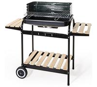 BARBECUE CON CARRELLO IN ACCIAIO VERNICIATO 103x44x90 cm CON PIANI DI APPOGGIO