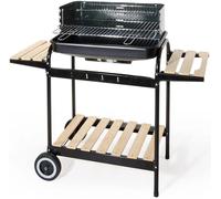 BARBECUE CON CARRELLO IN ACCIAIO VERNICIATO 103x44x90 cm CON PIANI DI APPOGGIO