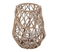 VERDELOOK Brasilia, Lanterna Decorativa in Corda con vasetto Interno in Vetro, 26x26 h32 cm