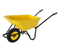 VERDELOOK Carriola in Metallo Nero con Vasca in PVC Giallo, Portata 100 kg, per Trasporto Merce, Fai da Te e Giardinaggio