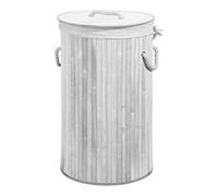 VERDELOOK Cesto porta biancheria rotondo con coperchio e maniglie foderato, 40x40x60 cm, bianco