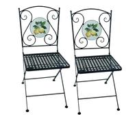 VERDELOOK | Coppia di Sedie Lemon, Pieghevoli in Metallo Verniciato,90x41,5 cm, da Esterno con Schienale Decorato, da Giardino