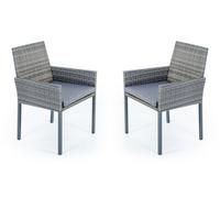 VERDELOOK Coppia sedie polyrattan set fiorenza H 90cm larghezza 56x50cm grigio