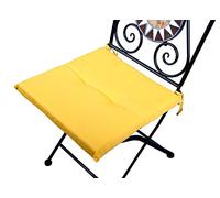 VERDELOOK Cuscino quadrato anti-macchia per sedia, con lacci per una comoda seduta, giallo