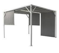 VERDELOOK Gazebo cubo in metallo verniciato con tende laterali, 3x4 h2.10 m, telo beige e struttura in metallo verniciato bianco