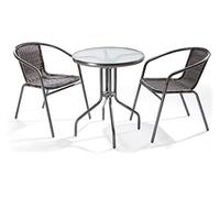 VERDELOOK Ios, Set da giardino comprensivo di 1 tavolino e 2 sedie con braccioli