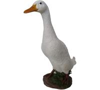 VERDELOOK | Statua di Oca Bianca in Poliresina 26x11x31cm, Statuetta da Giardino Decorativa