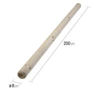 VERDELOOK PALO ROTONDO IN LEGNO SENZA PUNTA, DIAMETRO 8CM ALTEZZA 200CM, NATURAL