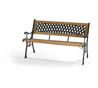VERDELOOK Panchina Parco in ghisa con doghe in legno, 122x32 cm, naturale