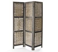 VERDELOOK Paravento Norma a 3 ante in legno e bamboo intrecciato, 132X6x170 cm