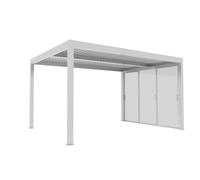 VERDELOOK | Parete in Vetro Temperato per Pergola Bioclimatica Atena, 3 Metri, Colore Bianco, Accessori per Pergola Bioclimatica, Struttura Scorrevole e Sistema di Chiusura Lock-Unlock