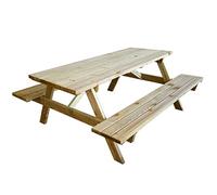 TAVOLO CON PANCHE PIC NIC LEGNO ESTERNO GIARDINO TAVOLI 180x160x70cm VERDELOOK