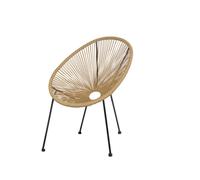 VERDELOOK Poltrona ovale in metallo e polyrattan, Ø 82cm H 87cm , beige