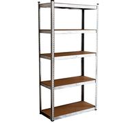 SCAFFALE IN METALLO CON 5 RIPIANI IN LEGNO 90x40x180cm MODULABILE VERDELOOK