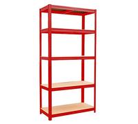 VERDELOOK Scaffale in metallo con 5 ripiani rosso 90x40x180cm salvaspazio garage fai da te