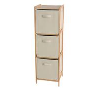VERDELOOK | Scaffale Take con 3 Cassetti Estraibili, Scaffale a 3 Ripiani in Bamboo, 33.5x30 - H.106 cm, Mobiletto con 3 Ceste Estraibili, Colore Beige