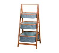 VERDELOOK | Scaffale Take con 3 Cestini Portaoggetti in Poliestere, Scaffale a 3 Ripiani in Bambù, 44x33 - H.99 cm, Per lavanderia, Ripostiglio, Bagno. Colore Naturale e Grigio