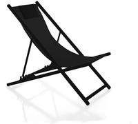 VERDELOOK | Sdraio Pieghevole in Metallo Nero 101x63x86cm, Serie Infinity, Arredo Giardino e Terrazzi