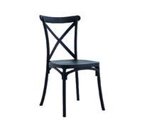 VERDELOOK Cross, Sedia in Polipropilene Impilabile, 47x48 H90cm, Nero