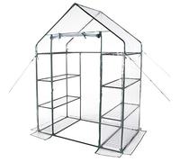 VERDELOOK | Serra da Giardino In Metallo Verniciato, a Casetta con 8 Ripiani e Telo in PVC, 144x74x195, per Protezione Piante di Medie e Grandi Dimensioni, Giardinaggio