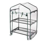 VERDELOOK | Serra Rettangolare a 2 Ripiani con Ruote e Telo Trasparente in PVC, 69x49x98 cm, Serra da Giardino e Balcone, per Protezione Piante, Invernale, per Giardinaggio