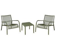 VERDELOOK | Set Bamby, Set da Giardino con 2 Poltrone e 1 Tavolino 43x43 - H.40 cm, Salottino da Esterno, Arredo Giardino, Moderno ed Elegante, Colore Verde, Sedie in Polipropilene