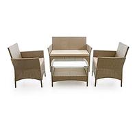 VERDELOOK Set Caprera, Salotto da Esterno Composto da Divano 2 posti, 2 poltrone, Un tavolino, Tortora