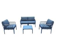 VERDELOOK | Set da Giardino Cadice Grigio in Polipropilene con Cuscini Sfoderabili, Divano 132x72,5 H85 cm, 2 Poltrone 67x72,5 H85 cm e Tavolino 65x65 H36 cm, Salotto Modulare per Interni ed Esterni