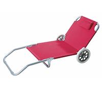 VERDELOOK Spiaggina Trolley Pieghevole con Ruote in Poliestere, Secondo disponibilità Colore Rosso o Blu, per Esterni e Giardino