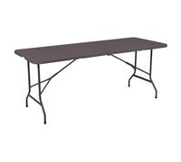 VERDELOOK | Tavolo Rettangolare Pieghevole, 180x70 - H.74 cm, Con Struttura in Metallo Verniciato, per Catering, Tavolo Marrone Per interni ed Esterni, Facile da Trasportare con Maniglia