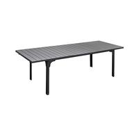 VERDELOOK TAVOLO TENERIFE ALLUNGABILE IN METALLO GRIGIO 180-240X90X76 DOGHE EFFETTO LEGNO