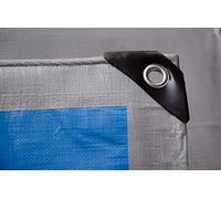 VERDELOOK Telo occhiellato in polietilene ad elevata resistenza, 3x4 m, grammatura 250 g/m², grigio e blu, multiuso, per copertura e stoccaggio merce
