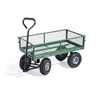 Carrello traino acciaio 4 ruote 150 kg trasporto con sponde altezza 22,5 cm