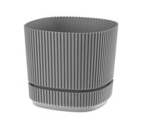 VERDENIA 2 vasi da fiori PERA con sottovasi, leggeri, per interni ed esterni, materiale sintetico di alta qualità, elegante superficie opaca, 13 x 13 x 12 cm, grigio