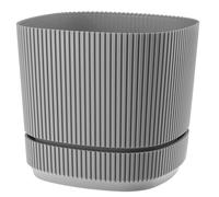 VERDENIA 2 vasi da fiori PERA con sottovasi, leggeri, per interni ed esterni, materiale sintetico di alta qualità, elegante superficie opaca, 21 x 21 x 18,5 cm, grigio