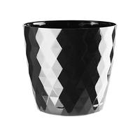 VERDENIA Cristal, vaso per fiori da balcone, leggero, decorativo per piante, per interni ed esterni, in plastica, rotondo, diversi colori, 20 cm, nero
