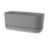 VERDENIA PERA Elegante vaso ovale con sottovaso speciale, elegante finitura antracite, leggero per interni ed esterni, 29 x 13 x 12 cm, grigio