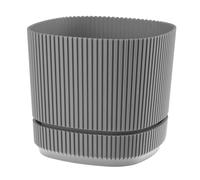 VERDENIA PERA Vaso da fiori con sottovasi, leggero, per interni ed esterni, materiale sintetico di alta qualità, elegante superficie opaca, 17 x 17 x 15 cm, grigio