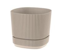 VERDENIA PERA Vaso da fiori con sottovasi, leggero, per interni ed esterni, materiale sintetico di alta qualità, elegante superficie opaca, 13 x 13 x 12 cm, beige