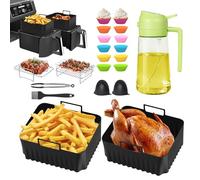 Verdenu 20 Pezzi di Accessori Friggitrice Ad Aria per Ninja Foodi AF300EU/AF400EU, Viene Fornito con Bottiglia di Olio, Accessori per Friggitrice Ad Aria Ninja 7,6 L-9,5 L con Stampi in Silicone