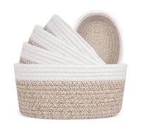 Verdenu Cestini Portaoggetti, 5 Cestino in Corda di Cotone, Cestini Bagno Portaoggetti con Manici, Cestino Portaoggetti Intreciato per Bagno