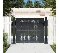 Verderoom Cancello Giardino Antracite 105x80 cm in Acciaio Design bambù, Cancello Esterno, Cancello Giardino Esterno, Cancelletto Giardino, Cancelletto Pedonale, Cancelli in Ferro