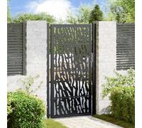 Verderoom Cancello Giardino, Cancello Pedonale da Esterno, Cancello in Ferro, Cancello Pedonale in Ferro, in Acciaio Design a Traccia Nero 105x180 cm