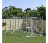 Verderoom Canile da Esterno Taglia Grande, Box per Cani da Esterno, Canile da Esterno, Recinto per Cani da Esterno, Cuccia per Cani da Esterno in Acciaio Zincato Argento 2x6x2 m