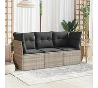 Verderoom Divano da Esterno 3 Posti, 4pz Divanetto da Esterno, Divano Rattan, Salottino da Giardino Esterno, con Cuscini in Polyrattan Marrone