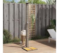 Verderoom Pedana Doccia Esterna, Doccia da Esterno, Doccia Esterna Giardino Terra in Polyrattan e Legno Acacia Grigia 50x55x224 cm